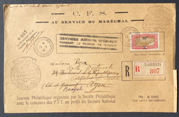 BLOCUS De DJIBOUTI 1942 LETTRE RECOMMANDEE JOURNEE SECOURS NATIONAL "AU SERVICE DU MARECHAL"  Agen - Cartas & Documentos