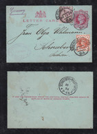 Great Britain 1894 Uprated Stationery Lettercard LONDON To SCHNEEBERG Germany - Covers & Documents