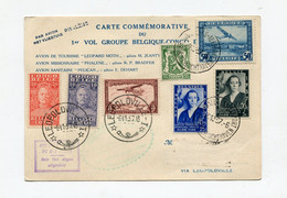 !!! CARTE COMMEMORATIVE 1ER VOL GROUPE BELGIQUE - CONGO 1937 - Lettres & Documents