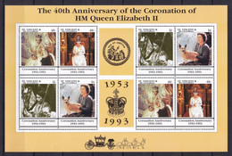 St.Vincent & Grenadines 1993 40th Anniversary Coronation Queen Elizabeth II MNH** - Königshäuser, Adel