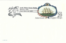 USA 1996 Eagle River Alaska Arctic Winter Games Salmon Fish Clipper Ships Postal Stationary Card - Cartoline Ricordo