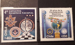 Cile Chile Confederacion Masonica 1997 And Convento Masonico 2000 2 Stamps Mnh - Chili