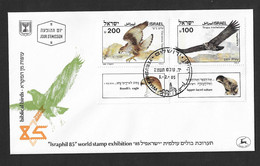 1985 - FDC - Israel -  Biblical Birds - ‘’ Israphil 85``-  World Stamp Exhibition - Brieven En Documenten