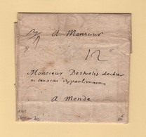 Port Manuscrit 12 Sur Lettre Sans Correspondance Du 29 Juin 1704 Pour Mende - Au Dos XII A La Plume - 1701-1800: Vorläufer XVIII