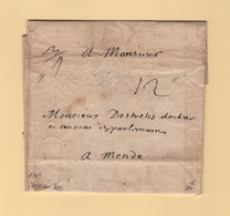 Port Manuscrit 12 Sur Lettre Sans Correspondance Du 29 Juin 1704 Pour Mende - Au Dos XII A La Plume - 1701-1800: Precursors XVIII