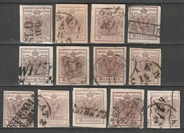 Autriche N° 4, 6 Kreuzer, Oblitérations Différentes, Différentes Nuances - Used Stamps