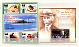 RC 20900 AITUTAKI COTE 20,50€ N° 581 / 584 + BF 83 SPORT JEUX OLYMPIQUES DE SYDNEY 2000 + COUBERTIN NEUF ** MNH TB - Aitutaki