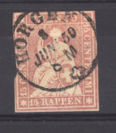 0ch  1204  -  Suisse  :     Zn  24 D  (o)  Papier épais , Fil Bleu , Obl.  HORGEN - Gebraucht