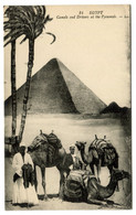 RC 20905 EGYPTE CAMELS AND DRIVERS AT THE PYRAMIDS CARTE POSTALE - POSTCARD - Piramidi