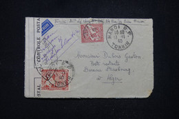 INDOCHINE - Enveloppe En Recommandé De Hanoi Pour Alger En 1940 Avec Contrôle  Et Avec Taxe De Poste Restante - L 94889 - Brieven En Documenten