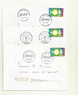 FDC  50 ANS D'EDF/GDF  LES 3 ENVELOPPES  PARIS/TOULOUSE/GRENOBLE  . COTE 12 EUROS - Temporary Postmarks