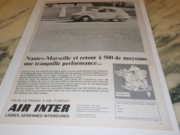 ANCIENNE PUBLICITE NANTES - MARSEILLE  LIGNE AERIENNE AIR INTER 1969 - Advertisements