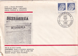 A3092 - 100 Ani Aparitia Organului Partidului Muncitorilor "Desrobirea", Bucuresti 1987 Romania Posta Romana - Cartas & Documentos