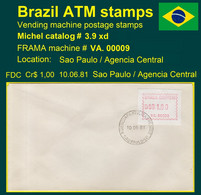 Brazil Brasilien ATM VA.00009 / 1,00 Cr$ On FDC São Paulo Agencia Central / Frama CVP Automatenmarken - Franking Labels