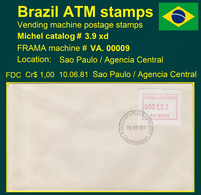 Brazil Brasilien ATM VA.00009 / 1,00 Cr$ On FDC São Paulo Agencia Central / Frama CVP Automatenmarken - Automatenmarken (Frama)