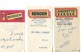 Lot De 3 Facturettes Pub Anisette BERGER / Café Restaurant 52 Froncles, Fronville, Meuse - Facturen