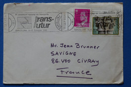 P24 ESPAGNE BELLE LETTRE  1980 BARCELONA POUR CIVRAY FRANCE+ BORD DE FEUILLE+ AFFRANCHISSEMENT PLAISANT - Lettres & Documents