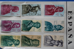 P24 ESPAGNE LOT DE TIMBRES OBL 1964 SUR PRESENTOIR+ AFFRANCHISSEMENT PLAISANT - Usados