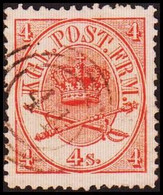 1865. Large Oval Type. 4 Skilling Bright Red. Perf. 13x12½ 44 NÆSTVED. (Michel 13Aa) - JF417840 - Usati