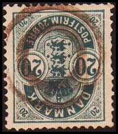 1882. Coat-of Arms. Small Corner Figures. 20 Øre Blue With Inverted Watermark.  (Michel 33 Abart) - JF417844 - Usati