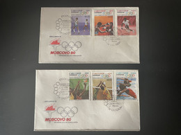 Cape Verde Cabo Verde 1980 Mi. 407 - 412 FDC Olympic Games Jeux Olympiques Olympia Moscou Moscow Moskau - Verano 1980: Moscu
