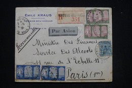 ALGÉRIE - Enveloppe Commerciale En Recommandé De Hammam Bou Hadjar En 1936 Pour Paris Par Avion - L 94964 - Lettres & Documents
