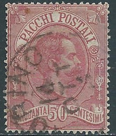 1884-86 REGNO PACCHI POSTALI USATO 50 CENT - RE30-8 - Postal Parcels