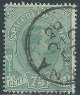 1884-86 REGNO PACCHI POSTALI USATO 75 CENT - RE30-8 - Pacchi Postali