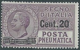 1924-25 REGNO POSTA PNEUMATICA SOPRASTAMPATO 20 SU 15 CENT MH * - RE13-9 - Pneumatic Mail