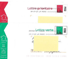 Prêts à Poster émis Par La Poste (Tour Eiffel Stylisée) Deux Valeurs (lettres Verte Et Prioritaire) - Prêts-à-poster:  Autres (1995-...)