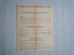 Grand Concours Du Court- Métrage 1949 Ciné-club Universitaire Paris Cherche-midi Jean Faurez. - Diploma & School Reports