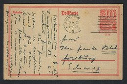 ALLEMAGNE 1921:  CP Entier De 40p De Münster Pour La Suisse - Postcards