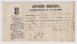 GENT GENTSCHEN MERCURIUS SAVAENSTRAET 42    BETALING 1848 VOOR 4 INVOEGINGEN - 1800 – 1899