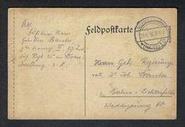 ALLEMAGNE 1916:  CP En FM - Feldpost (franchigia Postale)