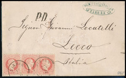 1868 3 X 5kr Levélen Olaszországba / On Cover "SISSEK" - Lecco - Other & Unclassified