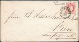 1870 5kr Díjjegyes Boríték, Látványos Festékfolt A Díjjegyen / PS-cover With Paint Spot "PETRINIA" - Wien - Other & Unclassified