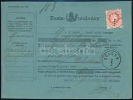 1870 5kr Postautalványon / On Money Order "KÖLCSE" - Other & Unclassified