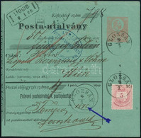 1875 1871-es 5kr Díjjegyes Postautalvány 1874-es 5kr Vegyes Bérmentesítéssel, Az Egyik Bélyegzés Kézi Dátumkiegészítésse - Altri & Non Classificati