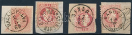 1867 4 Db 5kr Kivágásokon / 4 X 5kr On Cuttings "BALÁZSFALVA", "BANAT-WEISSKIRCHEN", "BÁNLOK", "BAROTH" - Other & Unclassified