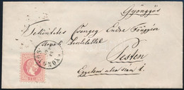 1867 5kr Levélen / On Cover "GYÖNGYÖS" - "PEST / DÉL ELŐTT" - Other & Unclassified