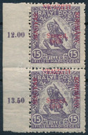 ** 1919 Hadisegély 15f Pár Elcsúszott Felülnyomással / Shifted Overprint. Signed: Bodor - Other & Unclassified