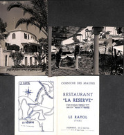 83 - Corniche Des Maures Restaurant La Réserve - 2 Cartes Postale Et 1 Carte De Visite...(peu Fréquent) - Hyeres