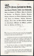 1848. December 15. Proklamáció, Melyben I. Ferenc József újraállítja A Szerb-ortodox Pátriárkát Mint Egyházi Főméltóságo - Non Classificati