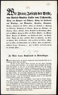 1848. December 21. Proklamáció, Melyben I. Ferenc József A Hűséges Erdélyi Szász Népéhez Szól ("An Unser Treues Sachsenv - Non Classificati