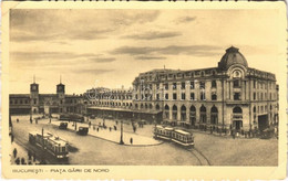 ** T2/T3 Bucuresti, Bucharest, Bukarest; Piata Garii De Nord / Railway Station With Trams (EK) - Non Classificati