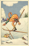 T2/T3 1928 Síbaleset, Humor. Téli Sport Művészlap / Ski Accident, Humour. Winter Sport Art Postcard. A. Ruegg 554. Artis - Unclassified