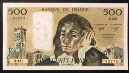 Francia France  500 Francs 500 F 1968-1993 'Pascal 1985-01-03 Q.FDS Unc- Lotto 1851 - 500 F 1968-1993 ''Pascal''