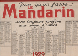***  CALENDRIER **** PORTE DOCUMENTS --  **  LE MANDARIN ** Amer Biere -1929 TTB - Grand Format : 1921-40
