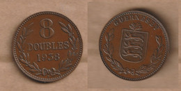 GUERNSEY   8 Doubles 1938  Bronze • 9.7 G • ⌀ 31.7 Mm KM# 14, Schön# 12 - Guernesey