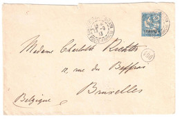 CONSTANTINOPLE GALATA Poste Française Lettre 1 Piastre/25c Bleu Yv 17 Ob 13 9 1913 Dest Bruxelles Belgique - Briefe U. Dokumente